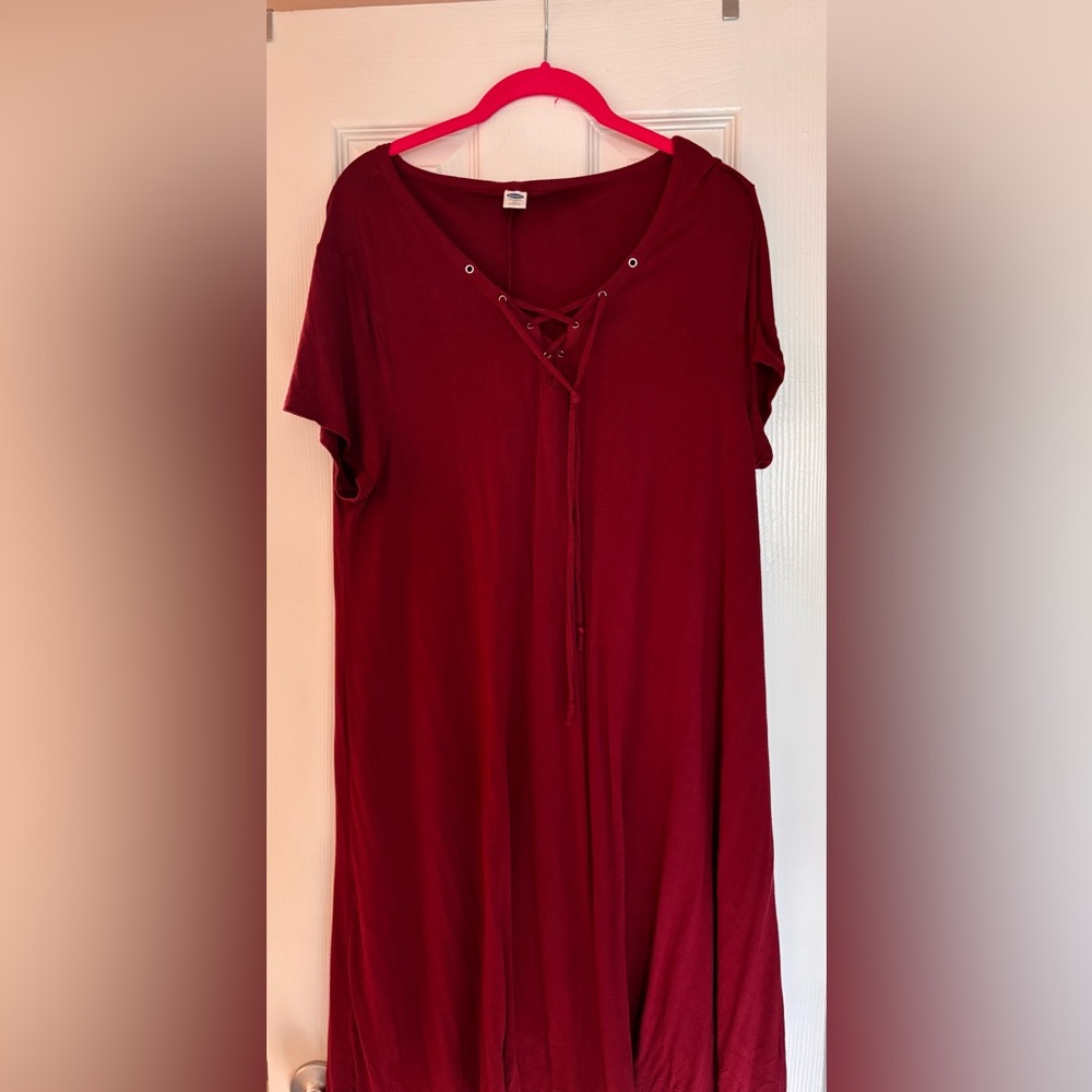 Old Navy Burgundy Lace-Up Swing Dress XL